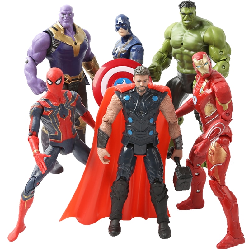 Marve Avengers 4 Action Toy Figure Super Hero Thor Spiderman Star-Lord Hulk Captain America Model Doll Toys Kid Gift 16cm/6.29''