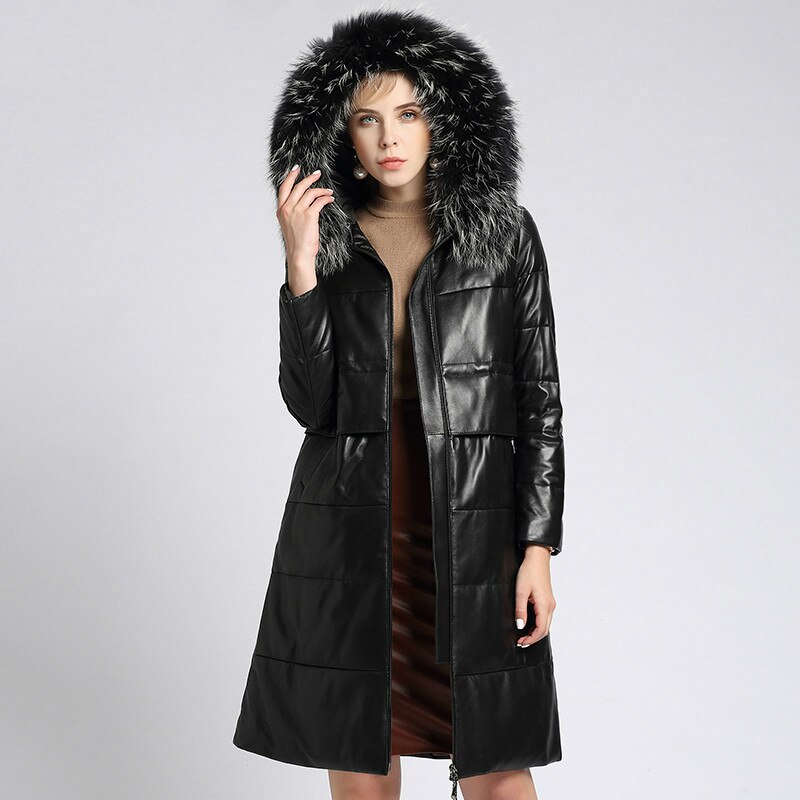 Raccoon Dog Fur Sheepskin Down Coat Streetwear Real Genuine Leather Jacket Autumn Winter Coat Women Clothes 2020 Vintage Tops