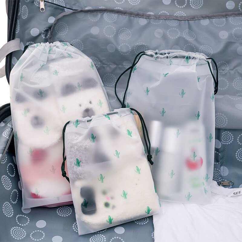 Women PVC Drawstring Cactus Cosmetic Bag Travel Makeup Casa Bag Neceser Beauty Drawstring Toiletry Bag Pouch Organizer