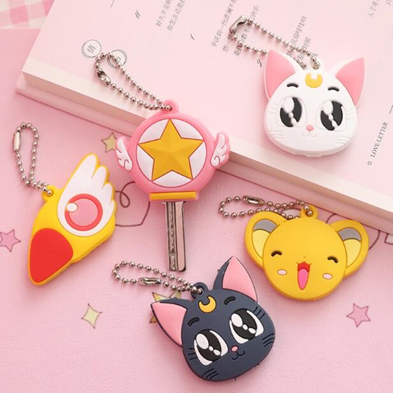 Anime Sailor Moon Key Cover Luna Cat Cosplay Badge Card Captor Sakura Cartoon Cute Girl Maid Comicon Gift