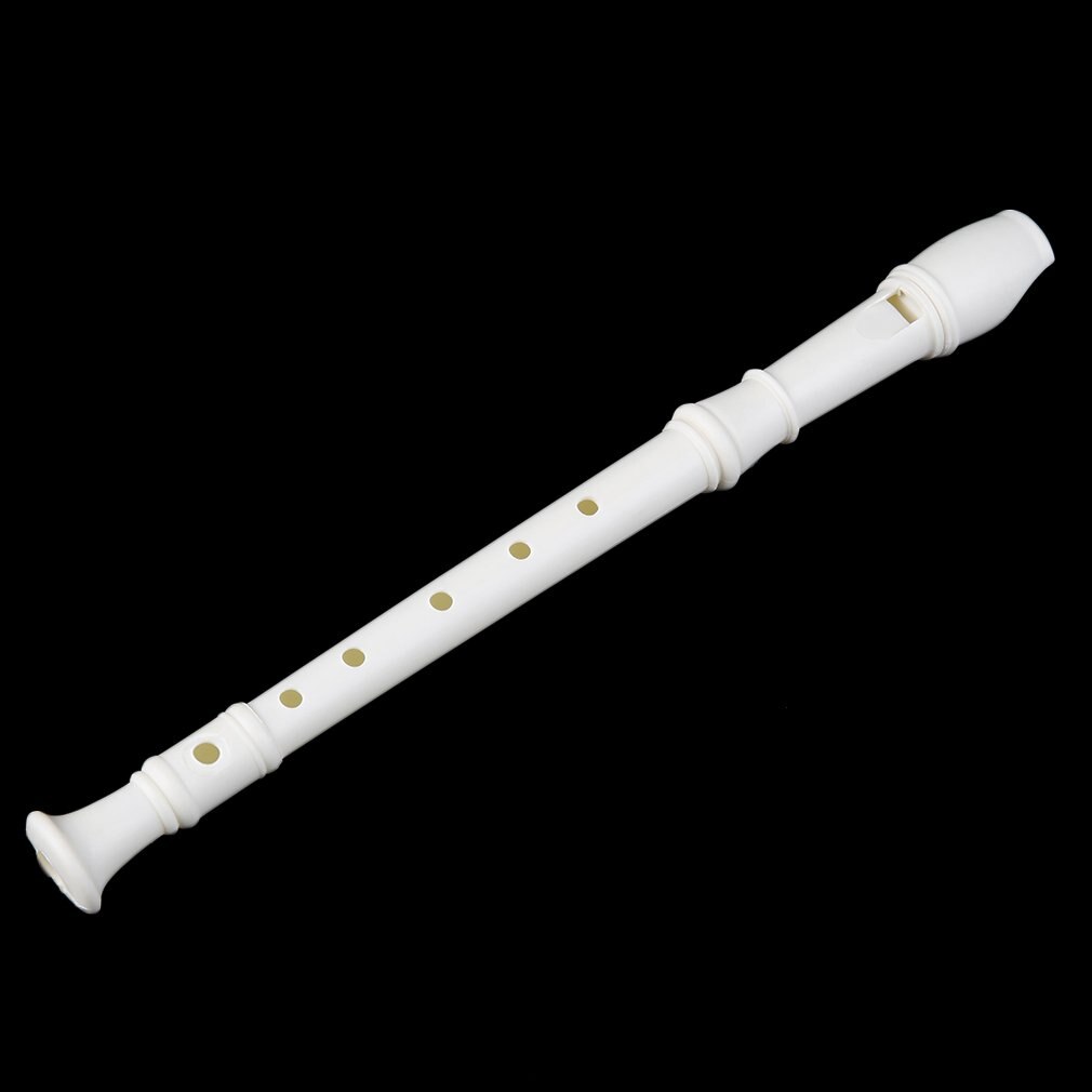 Portable Size White ABS Resin Instrument Musical Soprano Recorder Long Fingering Early Education For Children