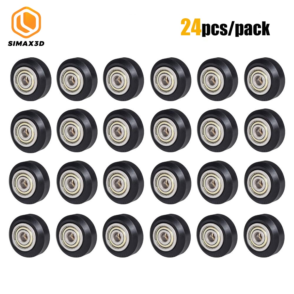 12/24pcs CNC Openbuilds Plastic POM Wheel with 625zz Idler Pulley Gear Passive Round/V-Slot Perlin Pulley Wheel for CR10 Ender 3