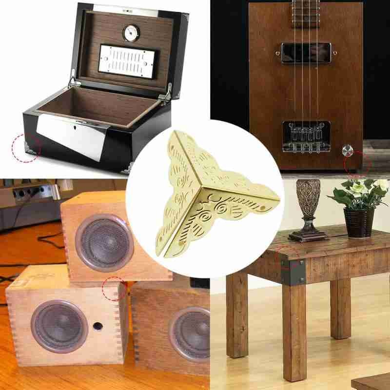 1PC Classical Printing Wrapped Corner Wooden Box Gift Box Iron Sheet Corner Protection Chinese Wine Box Decoration