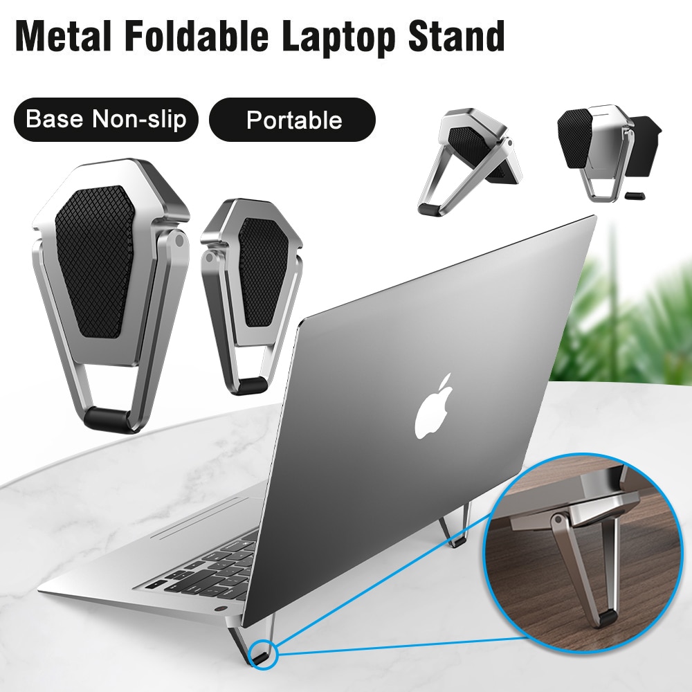 Metal Foldable Laptop Stand Base Non-slip Desktop Portable Notebook Holder Cooling Bracket For Macbook Pro Air DELL Accessories