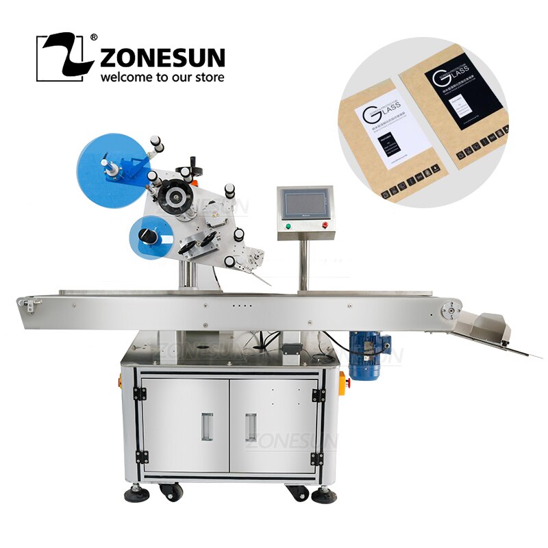 ZONESUN ZS-TB831 Container Automatic Adhesive Box Labeling Machinery Automatique Sticker Label Dispenser For Flat Surface