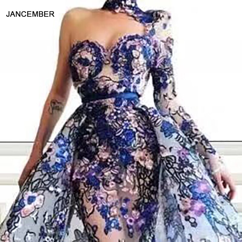 J67028 jancember evening dress one shoulders 2020 strapless ball gown embroidery lace occasion dresses for women вечернее платье