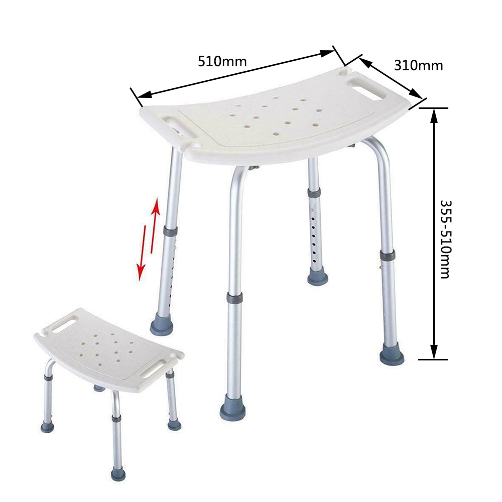 Non-slip Bath Chair 7 Gears Height Adjustable Elderly Bath Tub Shower Chair Bench Stool Seat Safe Bathroom Environment Product