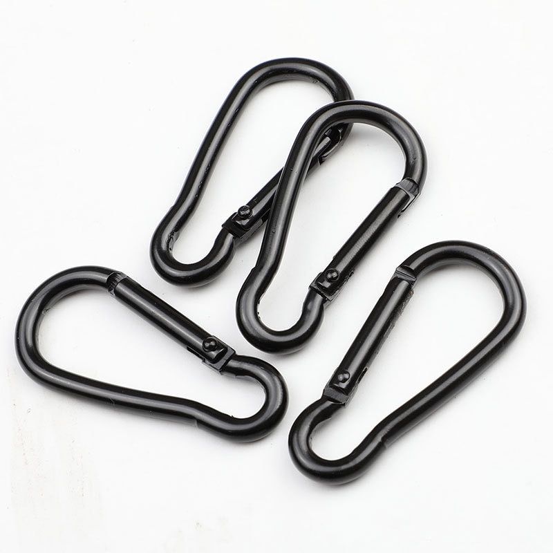 5/10pcs New Hot Practical Black D Shaped Aluminum Alloy Carabiner Hook Keychain Climbing Equipment Karabiner Mosqueton