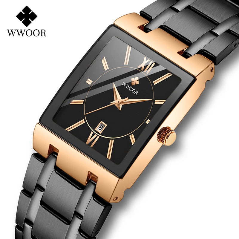 WWOOR Rose Gold Watch Women Square Quartz Waterproof Ladies Watches Top Brand Luxury Elegant Wrist Watch Female Relogio Feminino