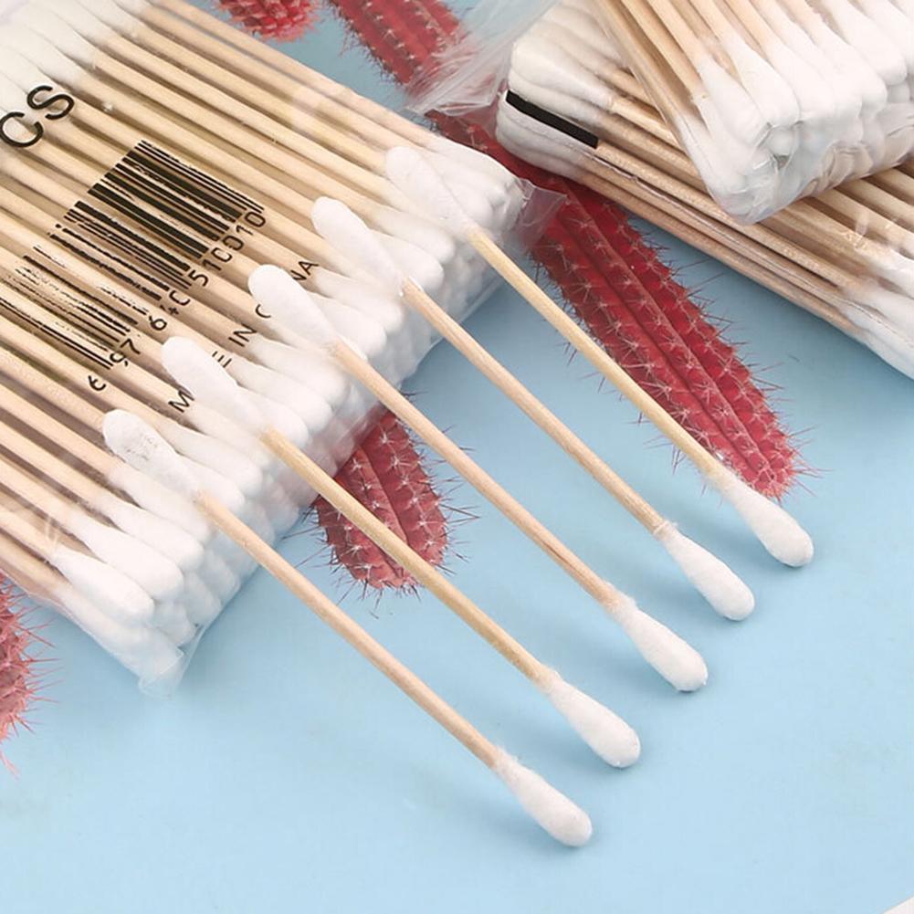 100Pcs Disposable Double Sided Wood Stick Cotton Swab Makeup Cleaning Applicator Cotton swabs eyelash microbrushes microbrush
