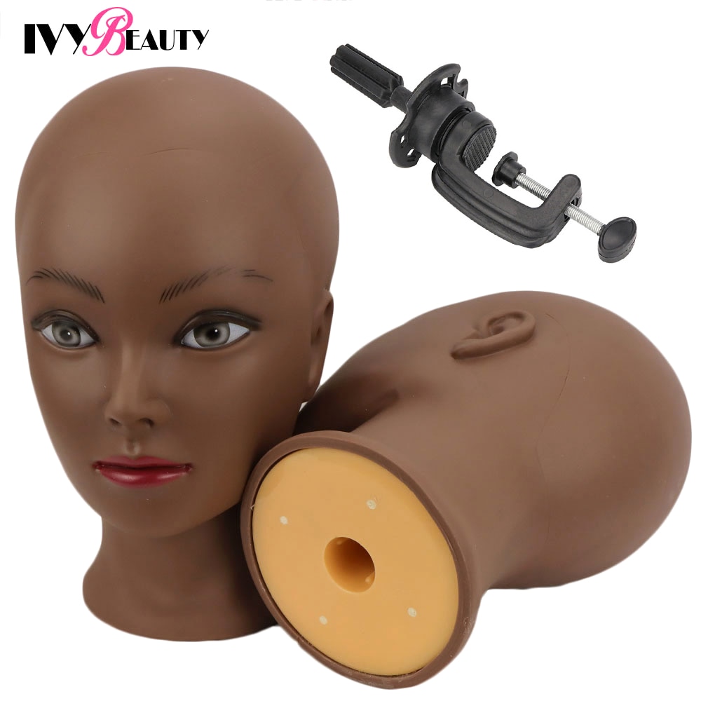 New Female Bald Mannequin Head Stand Holder Cosmetology Practice African Training Manikin Head For Hair Styling Wigs Making