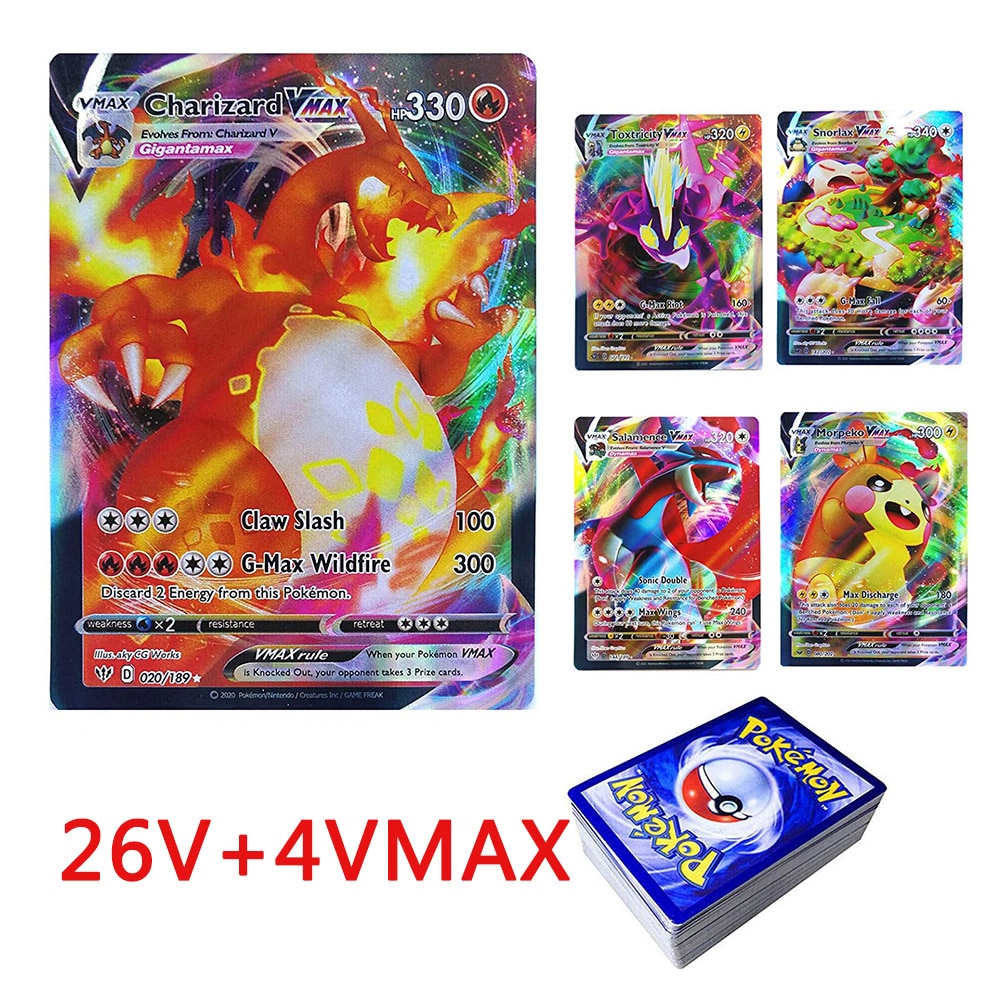 30PCS Pokemon Cards V Vmax Shining Card English Sword Shield Booster Box Collection Trading Game Card For Childer Kids Toys Gift