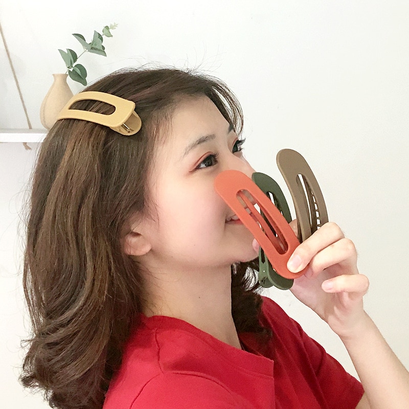 Fashion Geometric Hair Clip Women Candy Color Matte Hairpin Korea Acrylic Barrettes Girls Large Duckbill Clip Hair Accessories