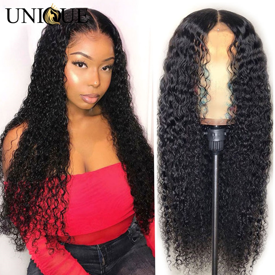 Curly Lace Front Human Hair Wigs Pre Plucked Brazilian Kinky Curly Lace Frontal Wigs For Black Women