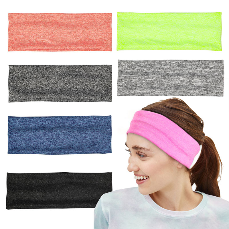 Solid Color Wide Sport Headband Headwraps Sweat Sweatband Women Yoga Running Elastic Hairband Seamless Headband Hair Accessories