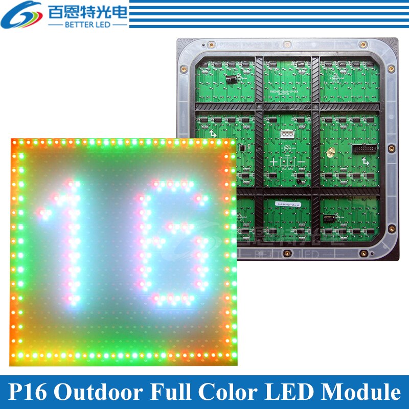 200pcs/lot 256*256mm 16*16 pixels 8000cd/sqm Static DIP346 RGB Outdoor Full Color P16 LED screen module