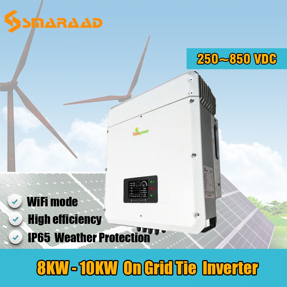 Solar Power On Grid 8000W 10000W 8KW 10KW Dual Input MPPT Waterproof IP65 Grid Tie Solar Power Inverter with Wifi DC Switch