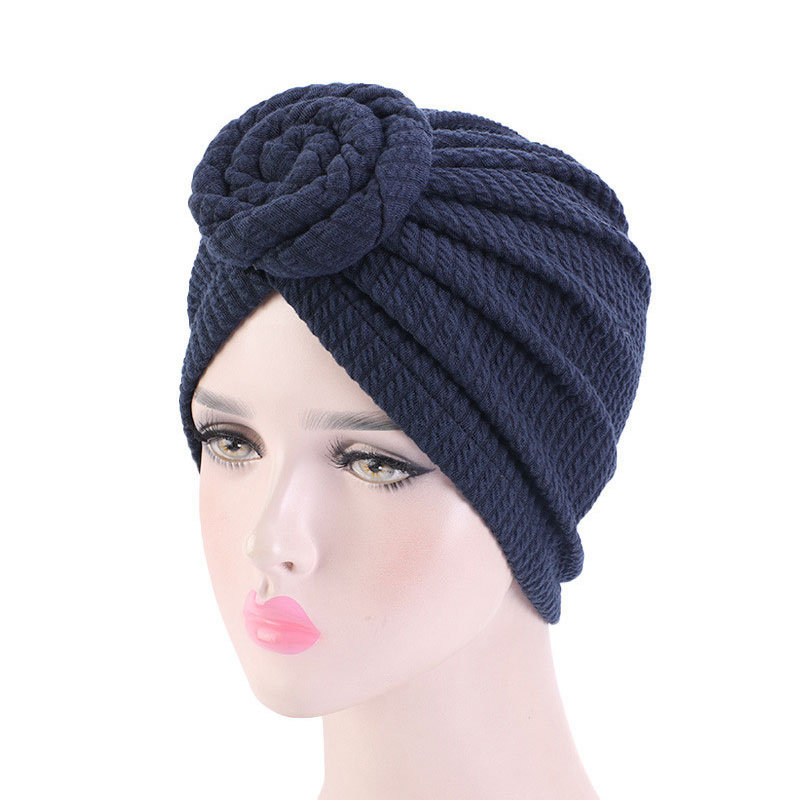 2020 Solid Color Hair Accessories Women Headwear New Arrival Muslim Cap Cotton Turban Flower Knot Hat Ladies Head Wrap