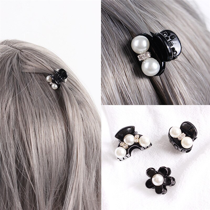 Fashion Pearls Crystal Rhinestone Hair Claw Clip For Women Accessories Black Crab Hairclip Hairpins Clamp Plastic Lady Headwear