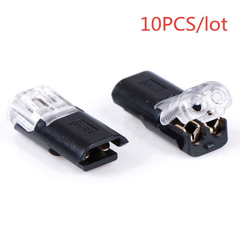 10pcs 2pin Pluggable Spring Scotch Lock Wire Connector For 18-24AWG Wire Quick Splice Connector Cable Crimp Terminal Blocks