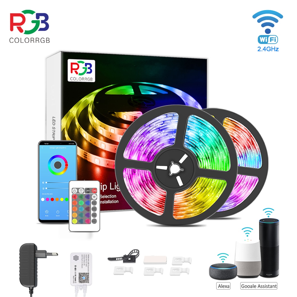 ColorRGB, Smart WiFi LED Strip Lights, Works with Alexa, Google Home , 12v 5050 LED light strip for bedroom