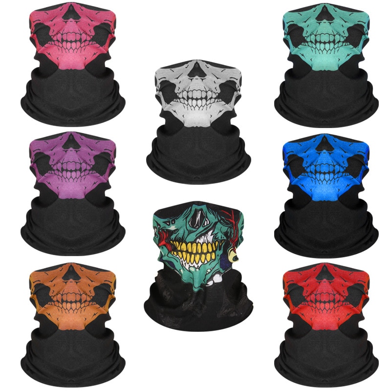 2020 Halloween Skull Party Scarves Masquerade Mardi Gras Black Neck Scary Motorcycle Multi Function Headwear Neckwear