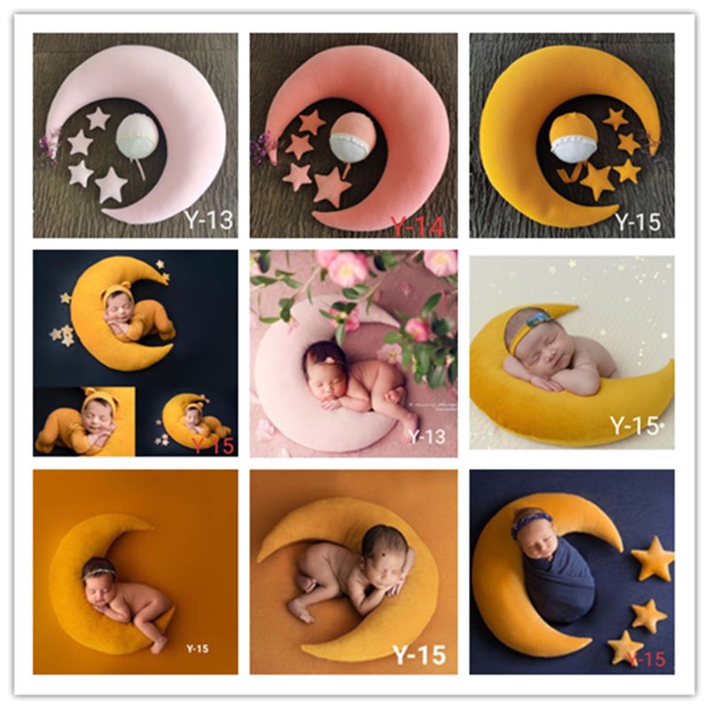 5-6Pcs/Set Newborn Photography Props Accessories Baby Posing Pillow Crescent Pillow+Stars+Hat Studio Baby Photo Props Fotografi