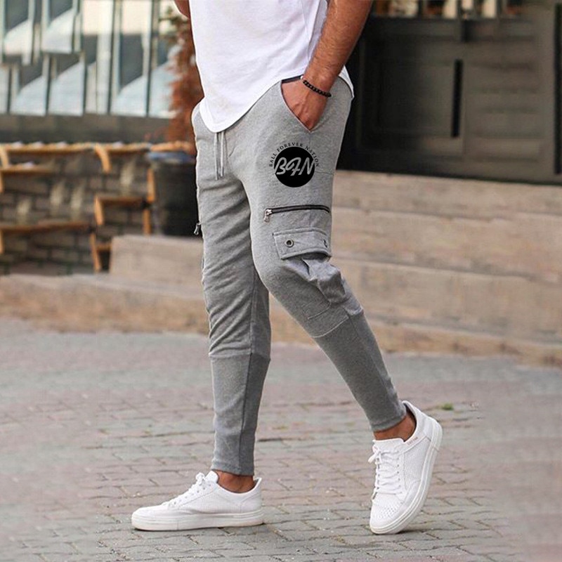 New Men Pure Cotton Joggers pants Fashionable Overalls Trousers Casual Pockets Mens Fitness Exercise Hallen Pants S-3XL